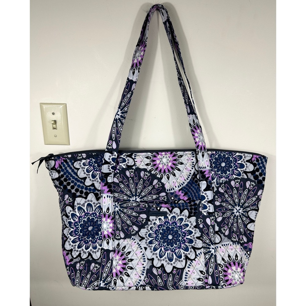 Vera Bradley Signature Tote Bag Mimosa Medallion Royal Purple Quilted Floral